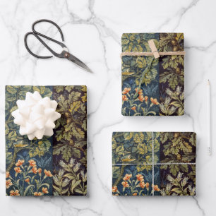 William Morris Pheasant Bird Tree Flower Wrapping Paper Sheet