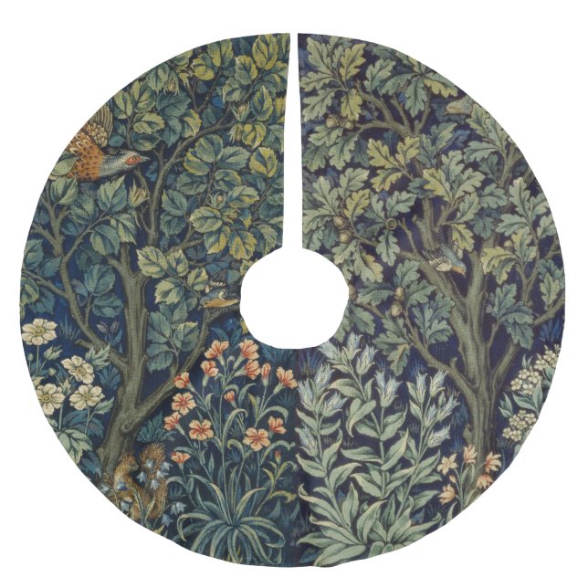 William Morris Pheasant Bird Tree Woodland Brushed Polyester Tree Skirt (Front)