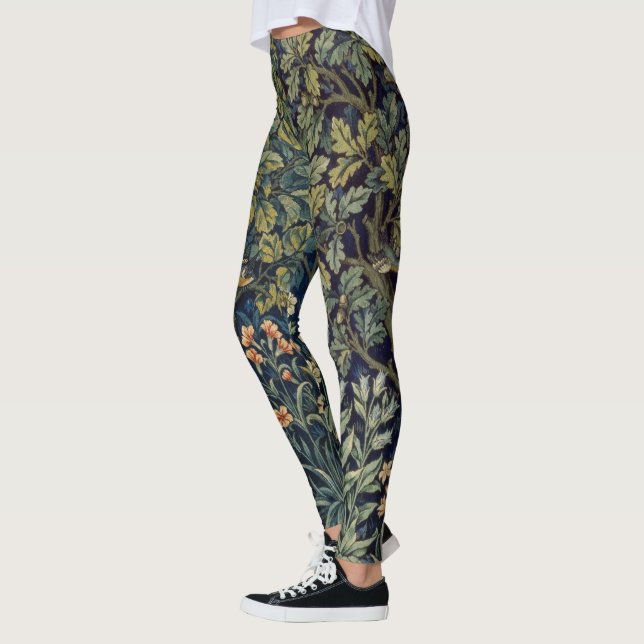 William Morris Pheasant Bird Tree Woodland Leggings (Left)