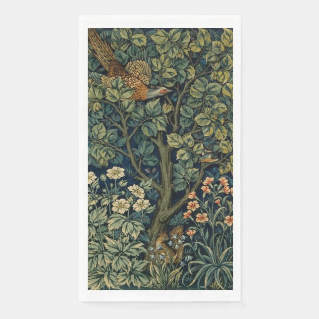 William Morris Pheasant Bird Tree Woodland Napkin (Front)