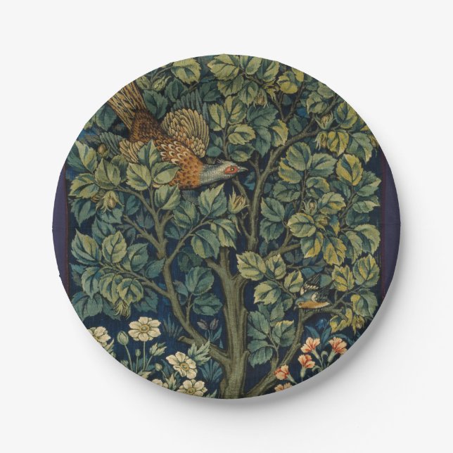 William Morris Pheasant Bird Tree Woodland Paper Plate (Front)