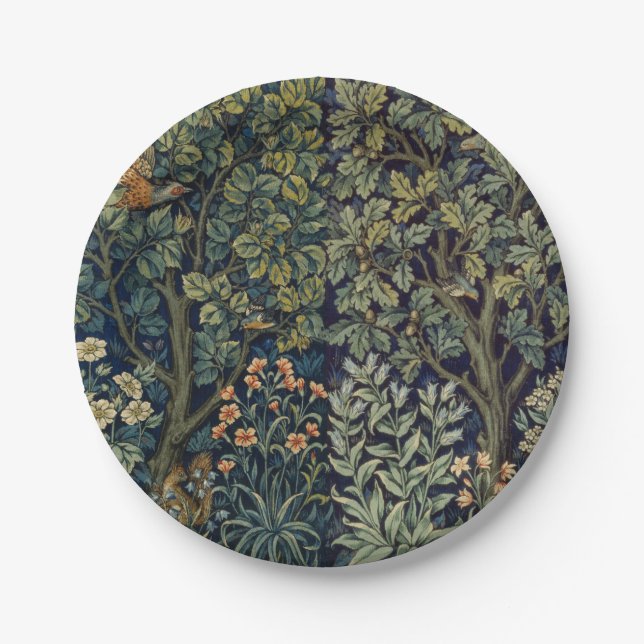 William Morris Pheasant Bird Tree Woodland Paper Plate (Front)