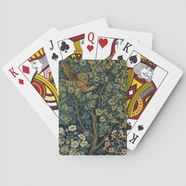 William Morris Pheasant Bird Tree Woodland Playing Cards (Back)
