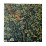 William Morris Pheasant Bird Tree Woodland Tile<br><div class="desc">This elegant old world rich botanical tapestry of pheasants in a woodland is based on the William Morris and John Dearle pheasant tapestry pattern,  a classic antique old world arts and crafts style design in the Victorian era. Pheasants are resting on high tree branches.</div>