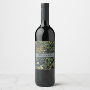 William Morris Pheasant Bird Tree Woodland Wine Label