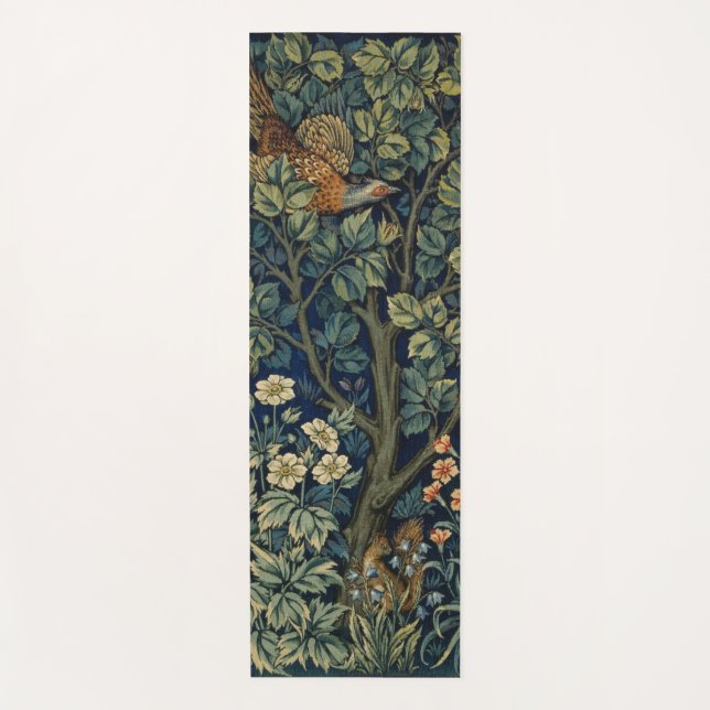 William Morris Pheasant Bird Tree Woodland Yoga Mat (Front)