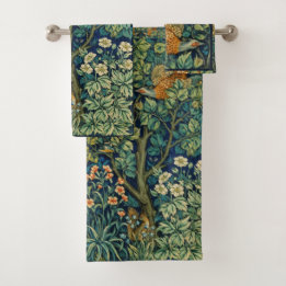 William * Morris Phesant Bird Vintage Forest Bath Towel Set