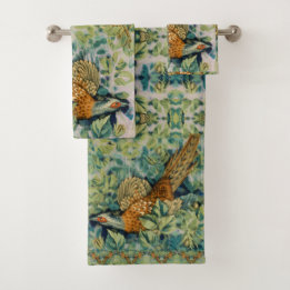 William * Morris Phesant Bird Vintage Forest Bath Towel Set