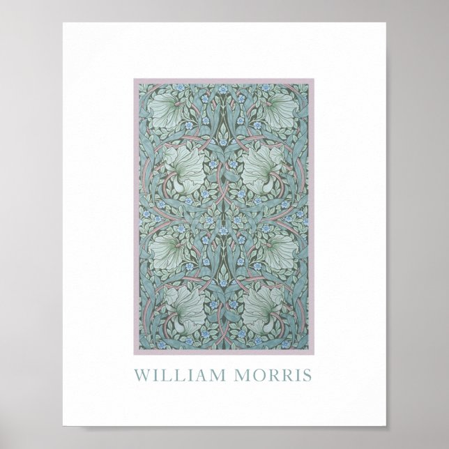 William Morris - Pimpernel: Blue & Green Floral Poster (Front)