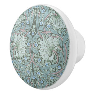 William Morris - Pimpernel- Blue & Green Flowers Ceramic Knob