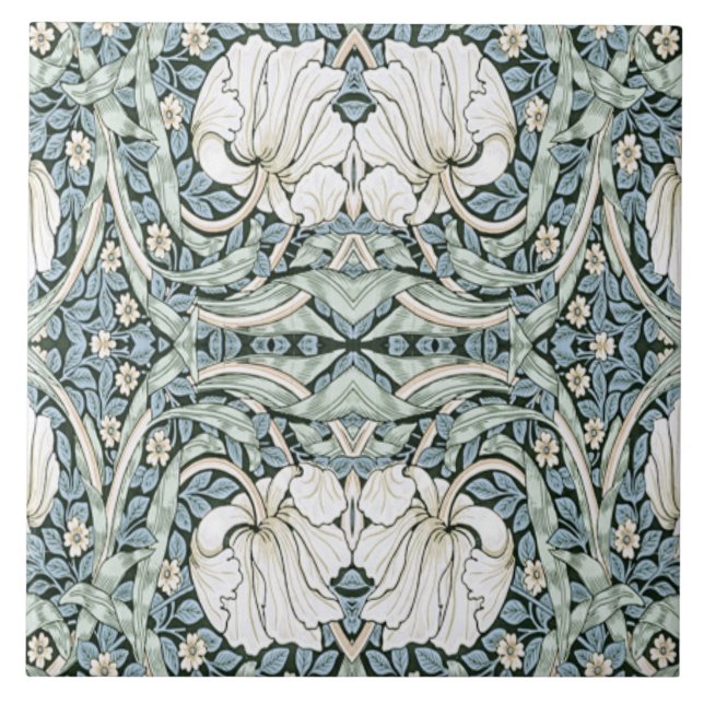 William Morris Pimpernel Blue Intricate Pattern  Tile (Front)