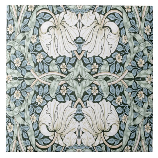 William Morris Pimpernel Blue Intricate Pattern  Tile (Front)