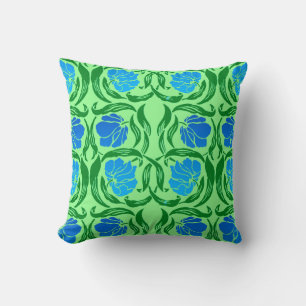 William Morris Pimpernel, Blue & Lime Green Cushion
