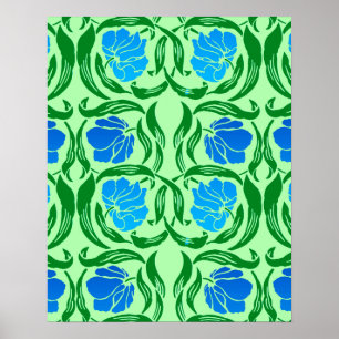 William Morris Pimpernel, Blue & Lime Green Poster