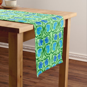 William Morris Pimpernel, Blue & Lime Green Short Table Runner