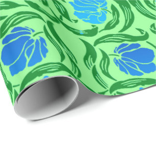 William Morris Pimpernel, Blue & Lime Green Wrapping Paper