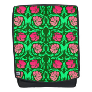 William Morris Pimpernel, Coral Pink and Green Backpack