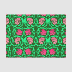 William Morris Pimpernel, Coral Pink and Green Tissue Paper