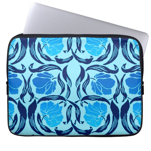 William Morris Pimpernel, Denim & Light Blue Laptop Sleeve (Front)