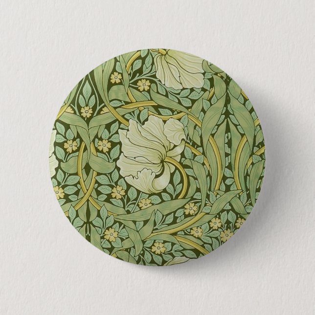William Morris Pimpernel Floral Blue Wallpaper 6 Cm Round Badge (Front)