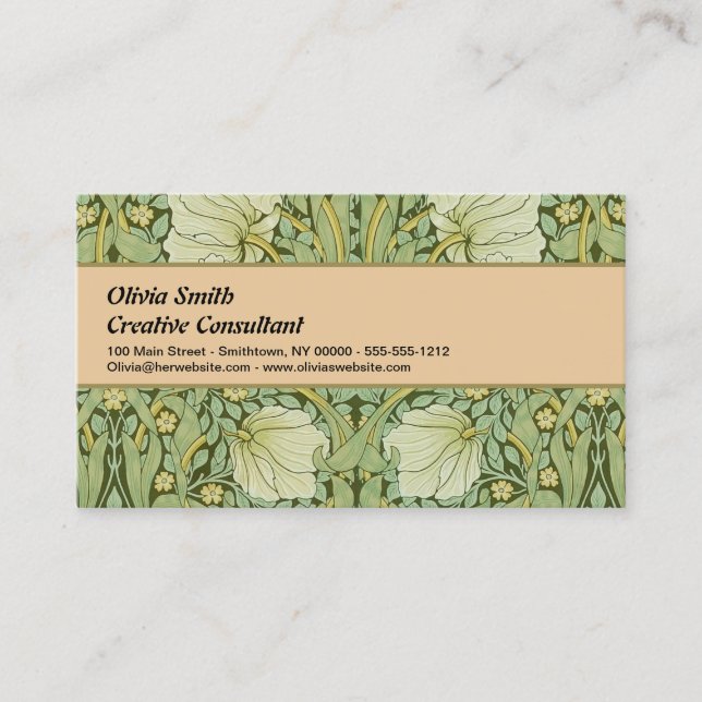 William Morris Pimpernel Floral Blue Wallpaper Business Card (Front)
