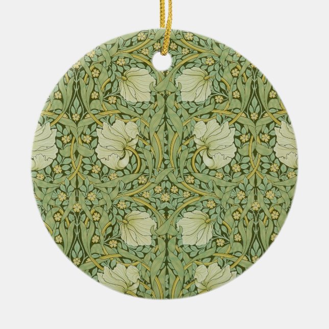 William Morris Pimpernel Floral Blue Wallpaper Ceramic Tree Decoration (Front)