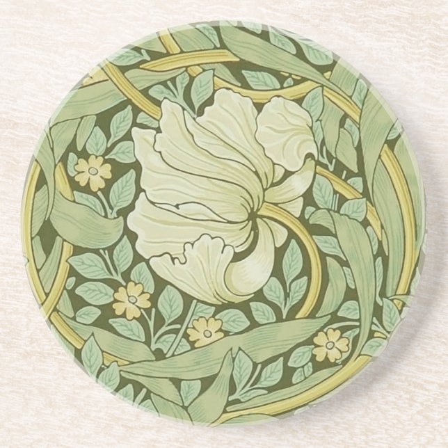 William Morris Pimpernel Floral Blue Wallpaper Coaster (Front)