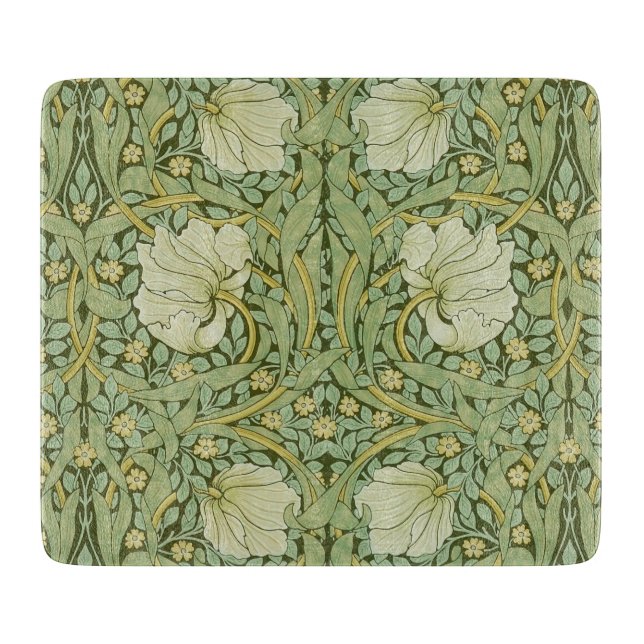 William Morris Pimpernel Floral Blue Wallpaper Cutting Board (Front)