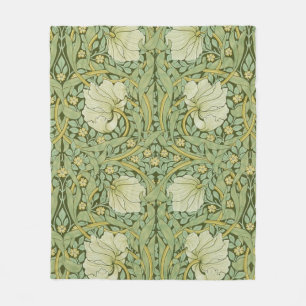William Morris Pimpernel Floral Blue Wallpaper Fleece Blanket