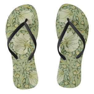William Morris Pimpernel Floral Blue Wallpaper Flip Flops