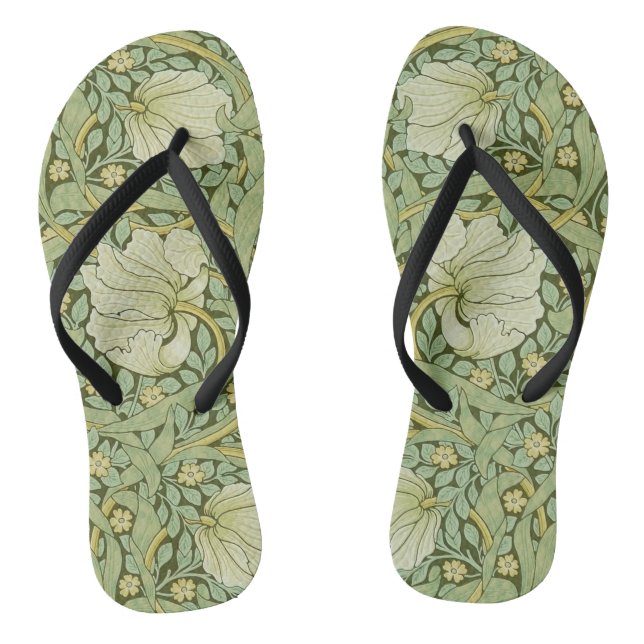 William Morris Pimpernel Floral Blue Wallpaper Flip Flops (Footbed)
