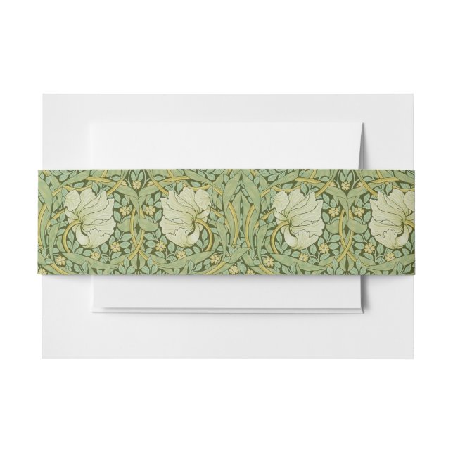 William Morris Pimpernel Floral Blue Wallpaper Invitation Belly Band (Front Example)