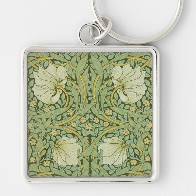William Morris Pimpernel Floral Blue Wallpaper Key Ring (Front)