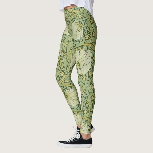 William Morris Pimpernel Floral Blue Wallpaper Leggings (Left)