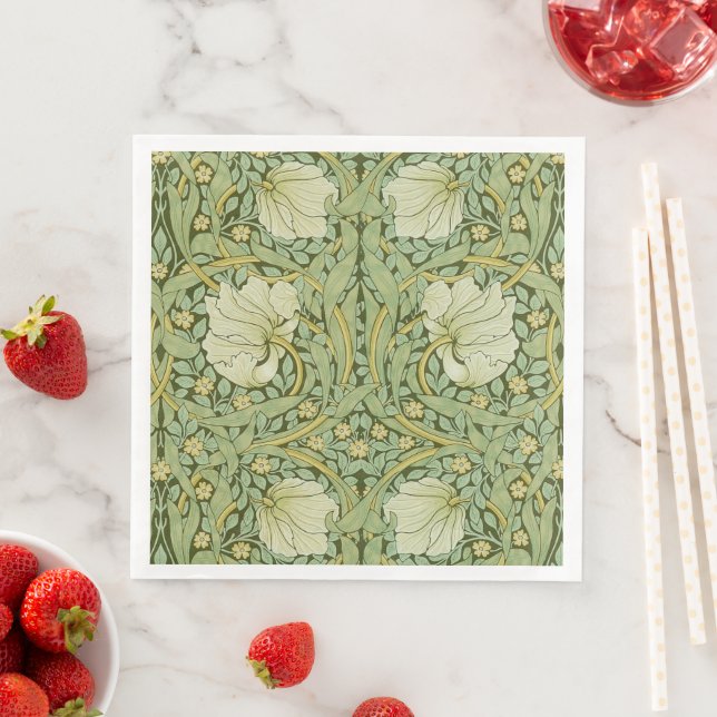 William Morris Pimpernel Floral Blue Wallpaper Napkin (Insitu)