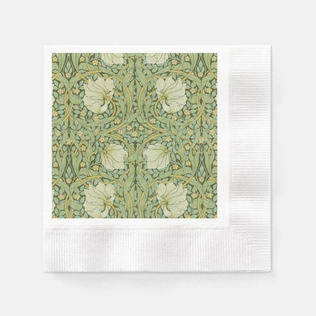 William Morris Pimpernel Floral Blue Wallpaper Napkin (Front)