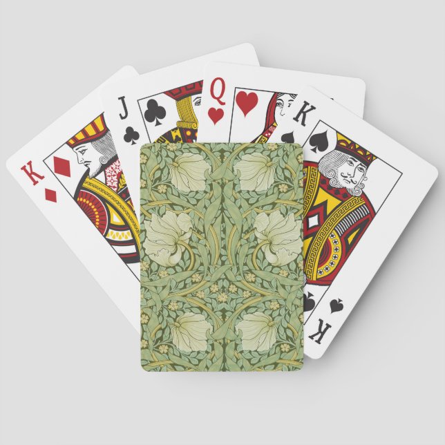 William Morris Pimpernel Floral Blue Wallpaper Playing Cards (Back)