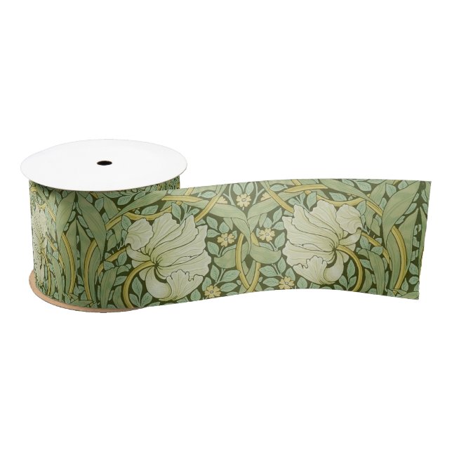 William Morris Pimpernel Floral Blue Wallpaper Satin Ribbon (Spool)