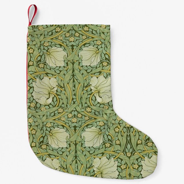 William Morris Pimpernel Floral Blue Wallpaper Small Christmas Stocking (Front)