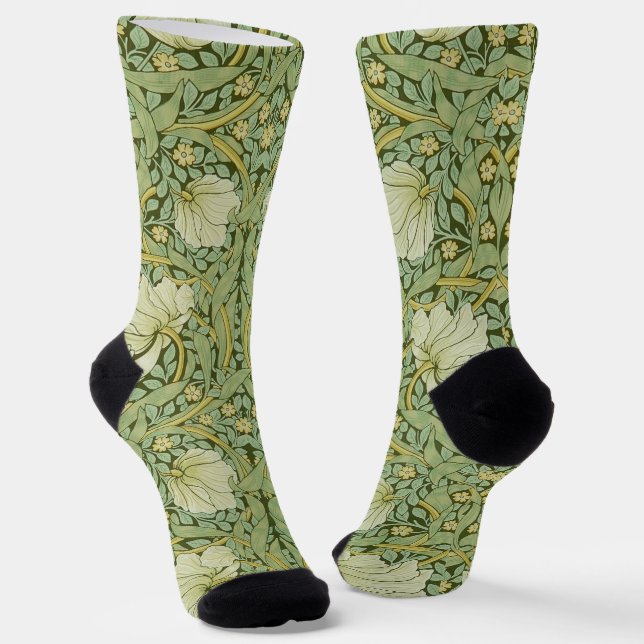 William Morris Pimpernel Floral Blue Wallpaper Socks (Angled)