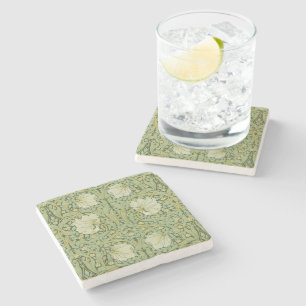 William Morris Pimpernel Floral Blue Wallpaper Stone Coaster