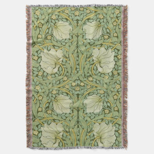 William Morris Pimpernel Floral Blue Wallpaper Throw Blanket