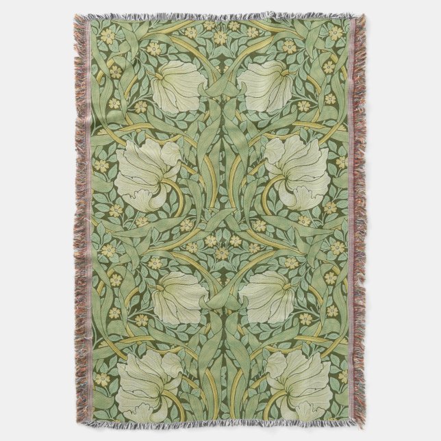 William Morris Pimpernel Floral Blue Wallpaper Throw Blanket (Front Vertical)