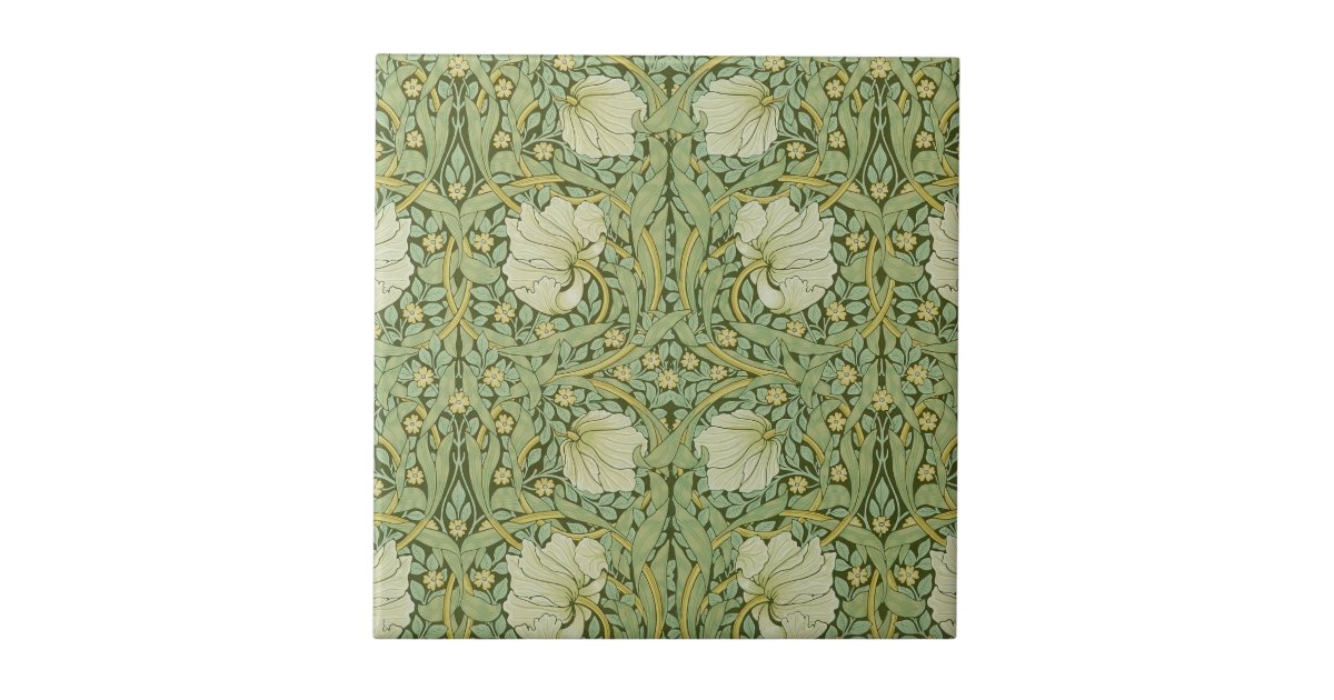 William Morris Pimpernel Floral Blue Wallpaper Tile | Zazzle