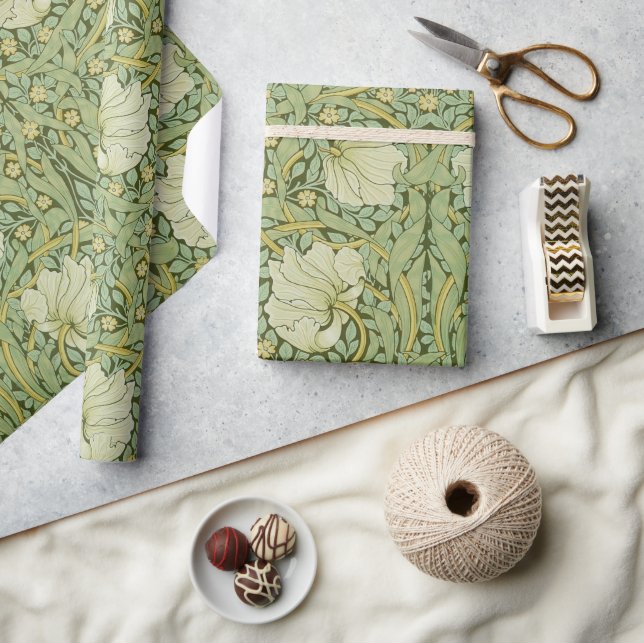 William Morris Pimpernel Floral Blue Wallpaper Wrapping Paper (Crafts)