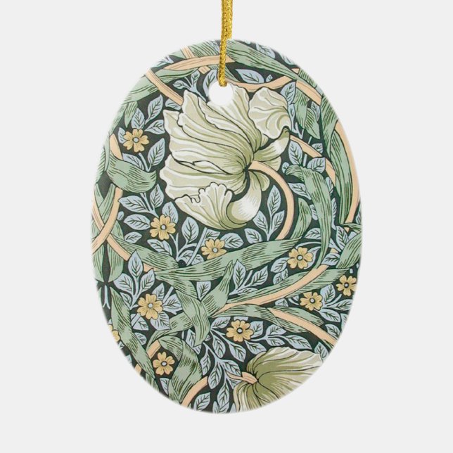 William Morris Pimpernel Floral Wallpaper Ceramic Tree Decoration (Front)