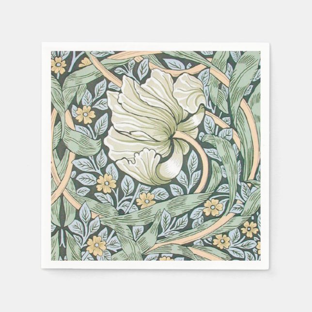 William Morris Pimpernel Floral Wallpaper Napkin (Front)