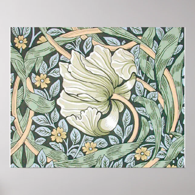 William Morris Pimpernel Floral Wallpaper Poster | Zazzle