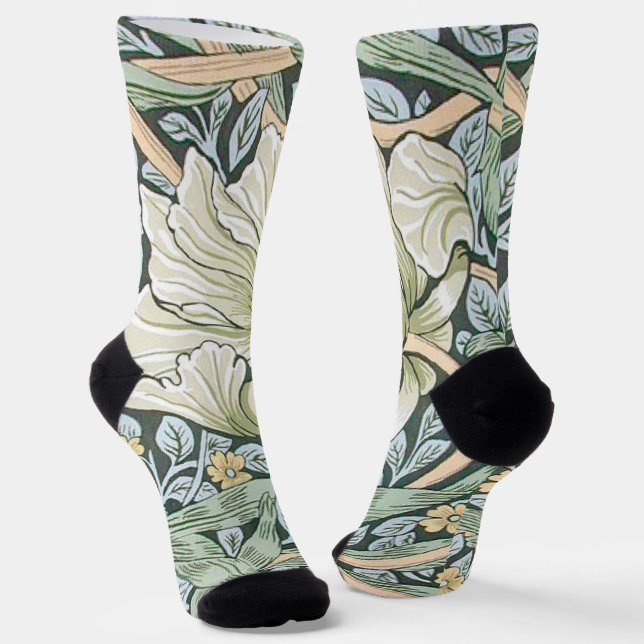 William Morris Pimpernel Floral Wallpaper Socks (Angled)