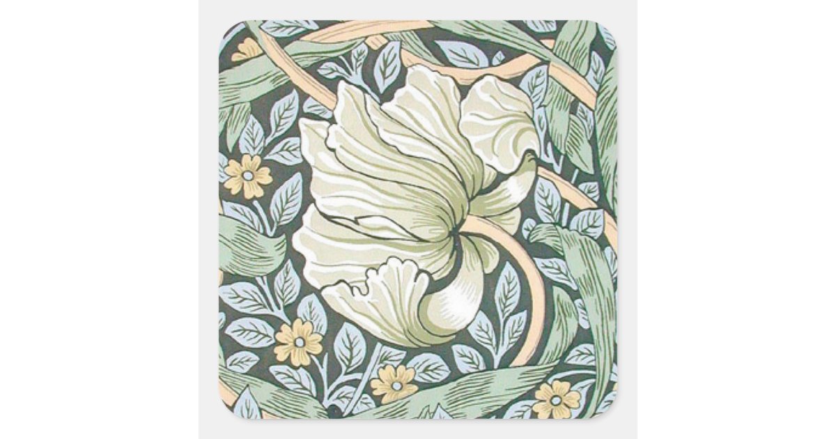 William Morris Pimpernel Floral Wallpaper Square Sticker | Zazzle
